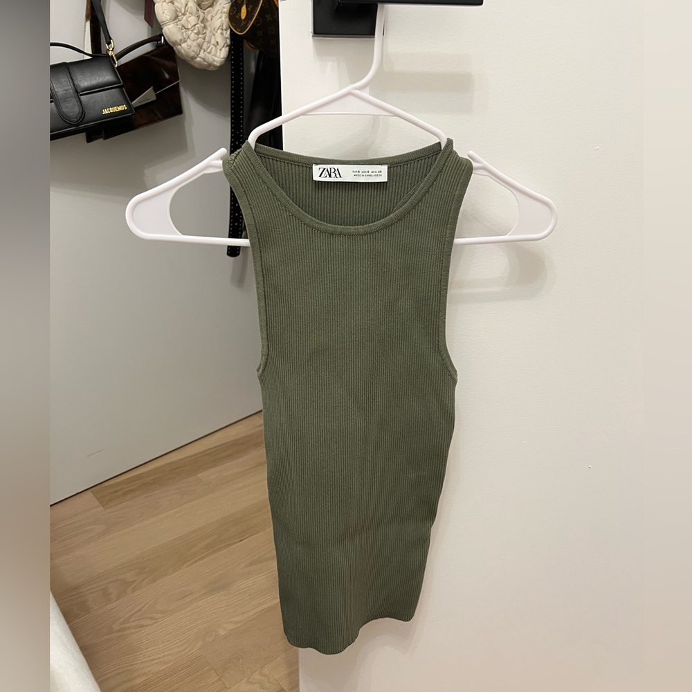 Zara khaki knit halter top